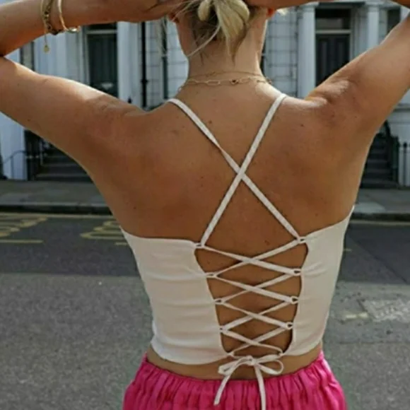 Leonni Haan Fitted Strappy Halter Corset Crop Top - Picture 12 of 13